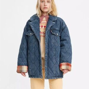Levi's Reversible Quilted Denim Jacket with Plaid Accents